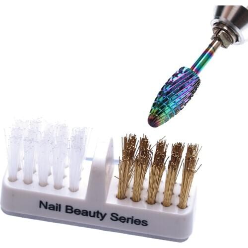 1pc Gold Copper Wire Milling Cutter Nail Drill Brush Cleaning Portable Electric Manicure Drills Brush Clean Tool