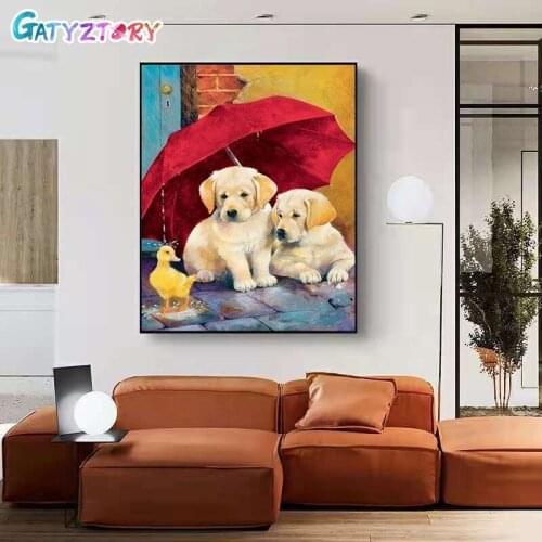 GATYZTORY 5D DIY Diamond Painting dog animal Kit Full Drill Square Embroidery Mosaic Art Picture of Rhinestones Home Decor Gift