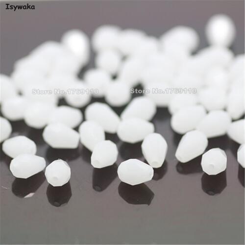 Isywaka 100pcs Solid White Color Teardrop Beads Austria Crystal Beads Waterdrop Beads Loose Spacer Bead Diy Making,3x5mm