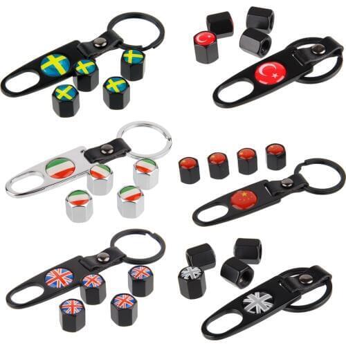 Car Styling Tire Valve Caps France UK Turkey Flag For BMW Nissan Mini Cooper Ssangyong Vauxhall Cadillac Peugeot Ford Fiesta