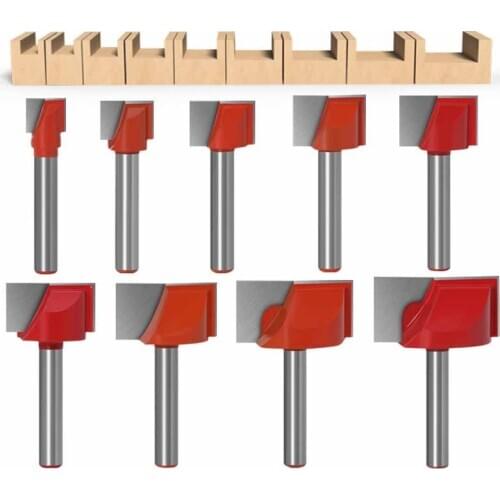 9Pcs 6mm Shank T Slot Bottom Cleaning Router Bit Set End Mill For Wood Engraving Slotting Milling Cutter Woodworking Tools