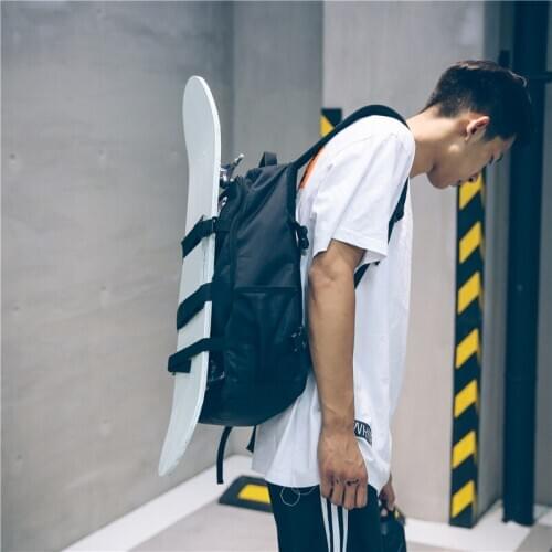 L Backpack Bag Oxford Fabric Double Rocker Bags Skateboard Backpack Lovers Bags Black Students Bags