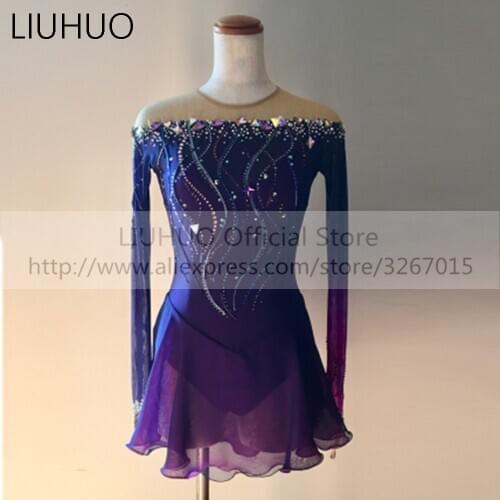 LIUHUO Womens Girls' Adult Kid Performance Ballet Rhythmic Gymnastics Competition Leotard Ice Figure Skating Dress DancePurple