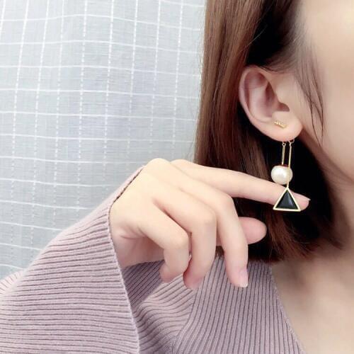 Fashion Jewelry Bohemian Statement Earrings Triangle Tassel Multicolor Earrings Pearl Pendant Earrings Womens Geometric Earring