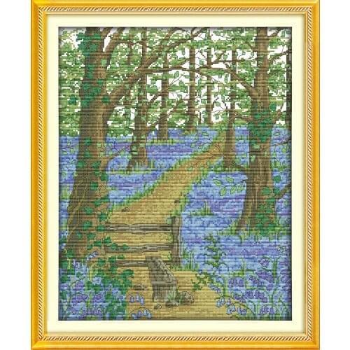 The flower path in the forest cross stitch kit 18ct 14ct 11ct count printed canvas stitching embroidery DIY handmade needlework