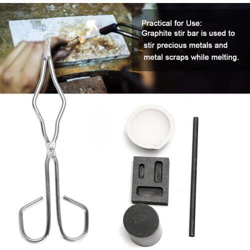 Graphite Silicone Crucible Set Gold Silver Copper Ingot Mold Set Jewelry Design Repair Tool Silica Melting Crucible Tong 24CM