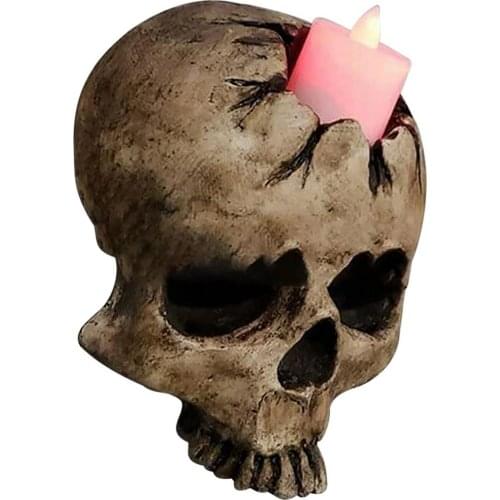 Skull Wall Hanging Candle Holder Halloween Decoration Retro Resin Ornament Halloween Wall Pendant Skeleton Head Candlestick