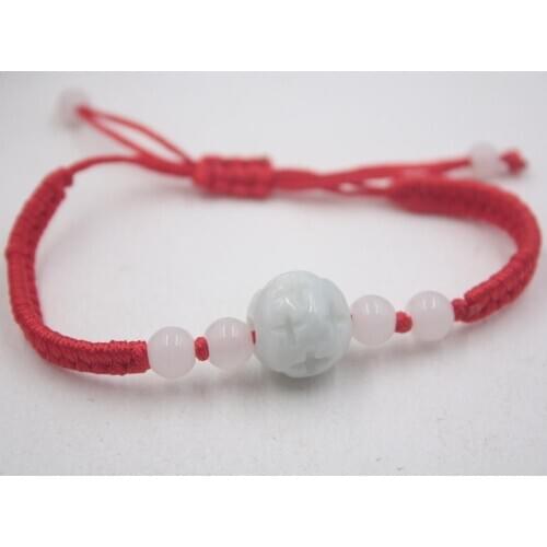 Natural Grade A Jade (Jadeite) Coin-Pattern Bead Knitted Bracelet Unisex Healthy