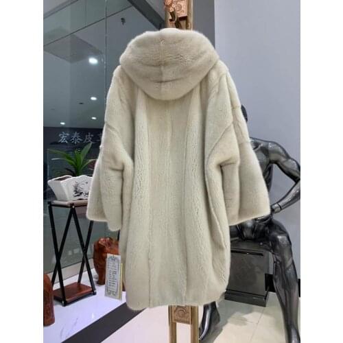 New Womens Real Mink Whole Fur Coat female winter Mink Fur Outwear
