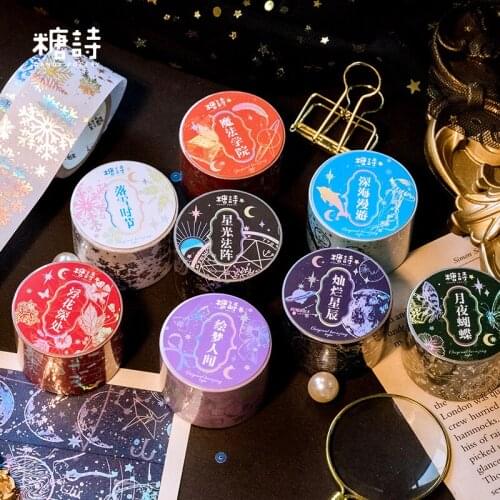 NEW 10pcs/Lot Decorative Cute Silver Foil Moon Stars Washi Tapes Set DIY Bullet Journal Adhesive Masking Tape Stationery