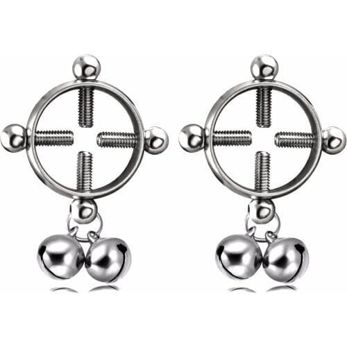 New small size adjustable torture play Clamp metal Nipple clips ring breast BDSM Bondage Restraint Accessories Fetish sex toy