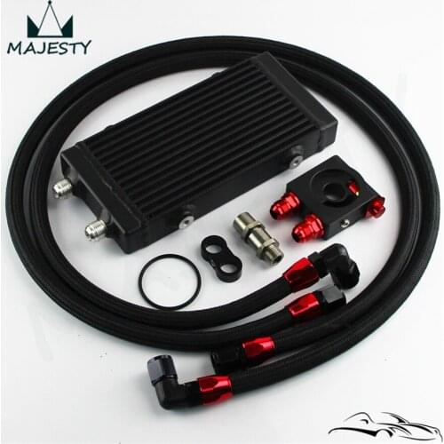 New Small Dual Pass Bar & Plate Oil Cooler thermostatic Filter Adapter Hose Kit