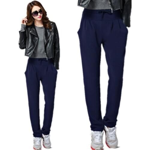 Autumn Woman Loose Stretch Warm Fleece Sweatpant Elastic Waist Pants Black Leisure Female Plus Large Size 5Xl 6XL Harem Trousers