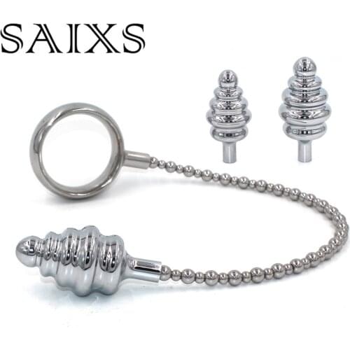 Cock Ring Anal Plug Sex Toys Metal Butt Plug Male Prostate Stimulating Strap On Anal Plug 3 Plugs Chastity Drop shipping