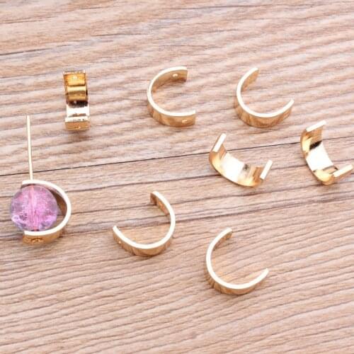 10pc Gold Color Semicircular Round Circle Ear DIY Charms Necklace Bracelet Earrings Connectors Pendants Jewelry Findings