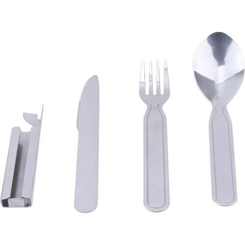 Portable dinnerware outdoor picnic kitchenware stainless steel spoon fork knife dinnerware camping cutlery utensils sets