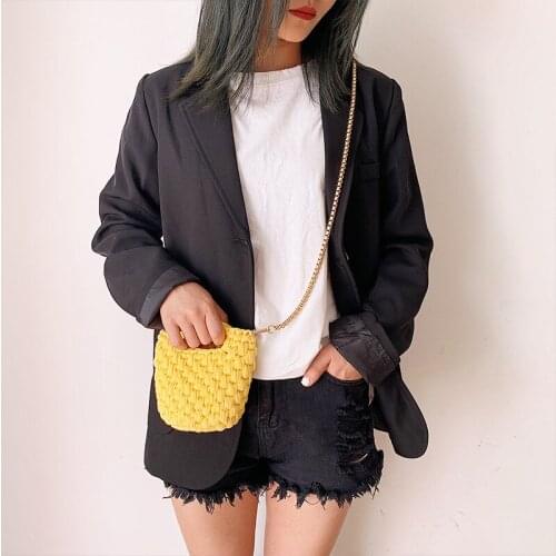 DIY Handmake Manual Woven Bucket Cloth Thread Crochet Mini Slant Across Vintage Coin Purse Messenger Women Oblique Straddle Bag