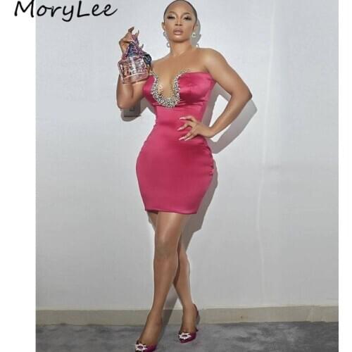 Short Prom Dresses Sexy Scoop Sleeveless Sheath Crystal Beading Prom Dresses With Zipper Back vestidos de fiesta de noche