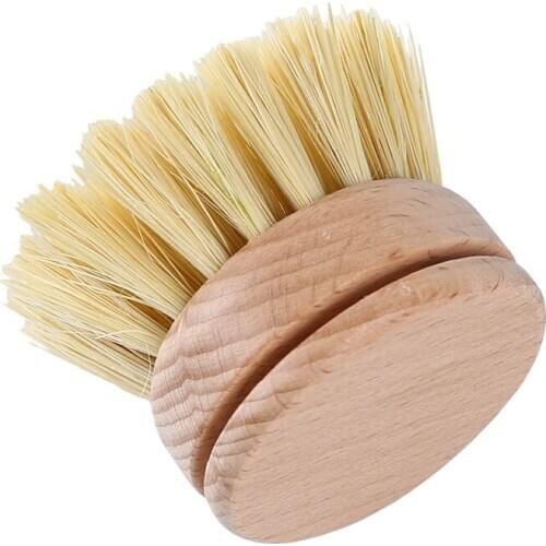Scrubbing Heat Resistant Washing Pot Brush Bowl Durable Dish Cleaning Tool Skillet Wooden Handle Kitchen Supplies