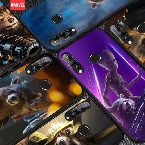 Silicone Cover Rockets Raccoon Marvel For Huawei P50 P40 P30 P20 Pro P10 P9 P8 Lite E Plus 2019 Phone Case
