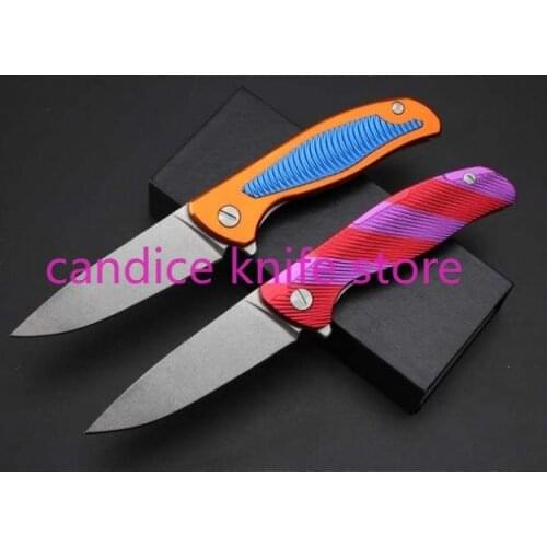 Bear95 Phoenix Tail Folding Knife Aluminum Handle 9CR18MOV Stone Wash Blade Camping Tactical Survival Hunting EDC Multi Knives