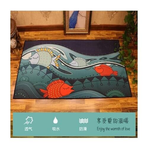 Modern Minimalist Cartoon Carpet Living Room Childrens Bedroom Full Bedside Blanket Home Rectangular Fish Mat