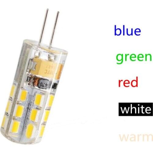 AC DC12V warm white blue G4 LED bulb silicon coin crystal chandelier light source blue green LED G4 AC12V LED bulb DC12V red