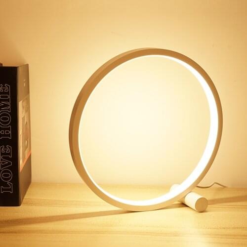 Led Table Lamp For Bedroom Circular Acrylic Desk Lamp For Living Room Black/white Dimmable Bedside Lamp Round Night Light