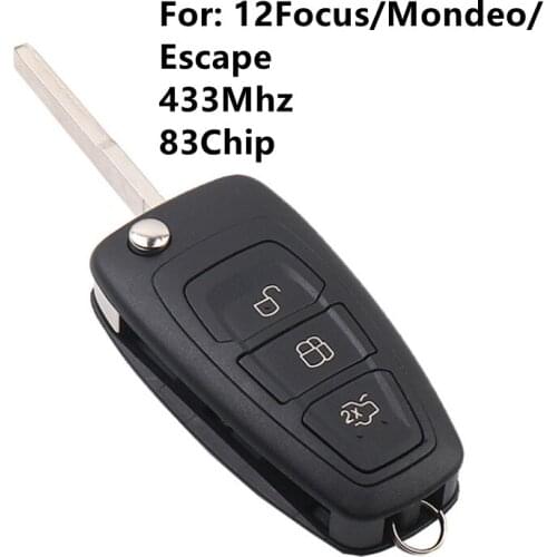 XIEAILI OEM 3Button Flip Remote Key For Ford 2012 Focus/Mondeo/Escape 433Mhz 83Chip K136