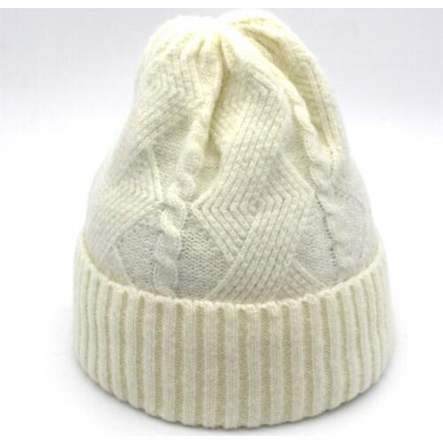 Women Hat Winter Knit Beanie Warm Brim Teenagers Acrylic Skiing Outdoor Accessory