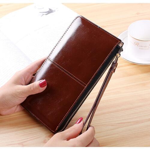 10PCS / LOT Women Leather Wallet Zipper Ladies Clutch Wallet Female Candy Color Long Purse Women Phone Money Bag Billfold