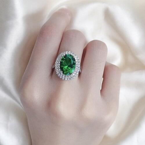 100% 925 Sterling Silver 10x14 MM Oval Cut High Quality SONA Simulation Diamond Female Ring Luxury Jewelry