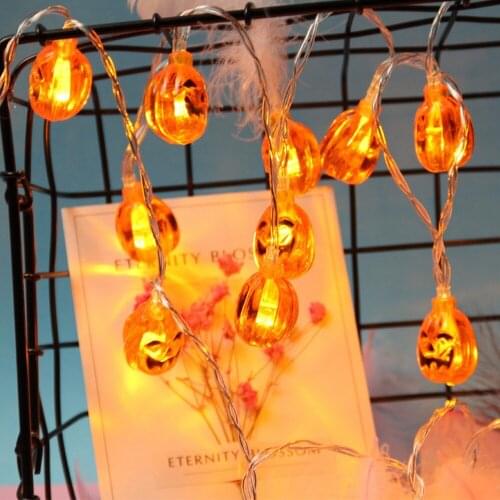 10/20/40 Lamp Pumpkin LED Night Light String Lantern Battery Outdoor Halloween Party Holiday Decoration Supplies