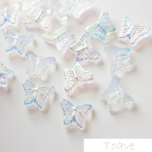 10pcs Glass Material Double-Sided Butterfly Straight Hole DIY Beading Bracelet Necklace Ear Stud Material Accessories
