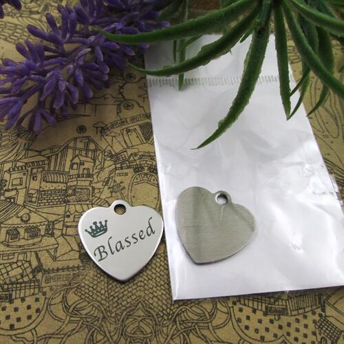 20pcs--"Blassed"stainless steel charms 5 styles for choosing DIY Charms for necklace bracelets