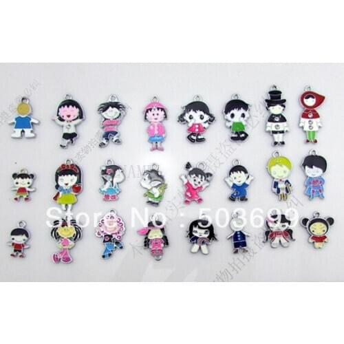 100pcs zinc alloy metal mixed many style sport girl and boy enamel pendant enamel charms