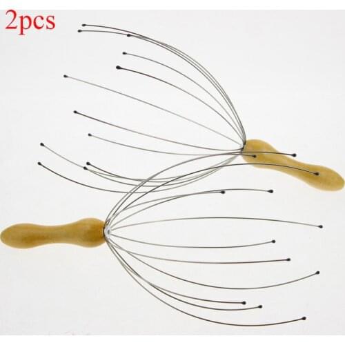 2pcs/set 12 Claws Wood Massager Octopus Head Scalp Neck Equipment Stress Release Relax Massage Tens Pain Relief Head Care Tool