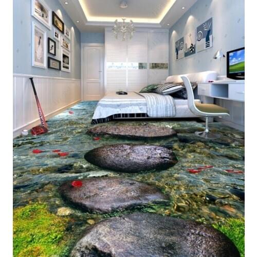 Custom Flooring 3d Photo stone Creek Brook river water bedroom Bathroom Living Room corridor 3D Flooring Decorative Paintings