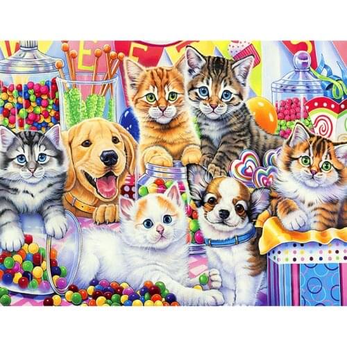 5D Diy Diamond Painting Cute Cats and Dogs Big Collection Square/round Diamond Embroidery Mosaic Cross Stitch Gifts for Friends