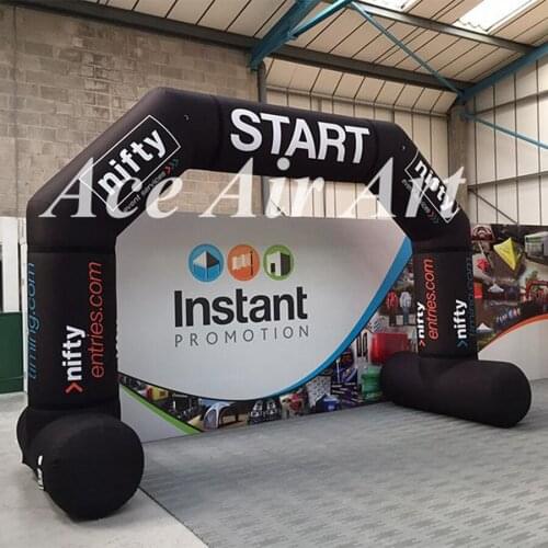6m W Commercial Black inflatable arch start/finish line arch outdoor billboard race arch Free logo and free standing for sale