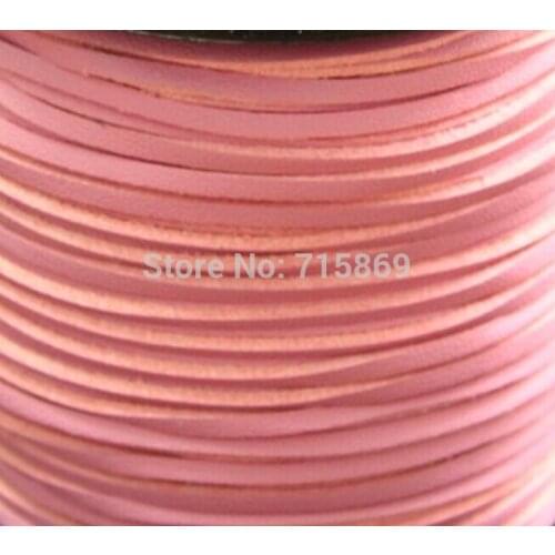 Free Ship 100 Meters 10mm Pink Color Flat ONE SIDE Leather Flat Faux Suede Leather Cord