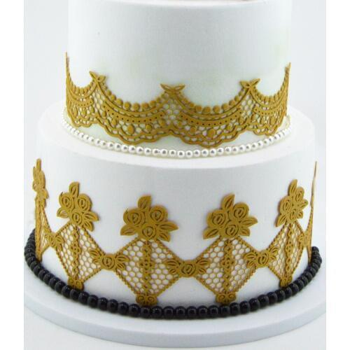 Large Size Flower Lace Mold Cake border Decoration tools Fondant Cake 3D Mold Food Grade Silicone mat Mould