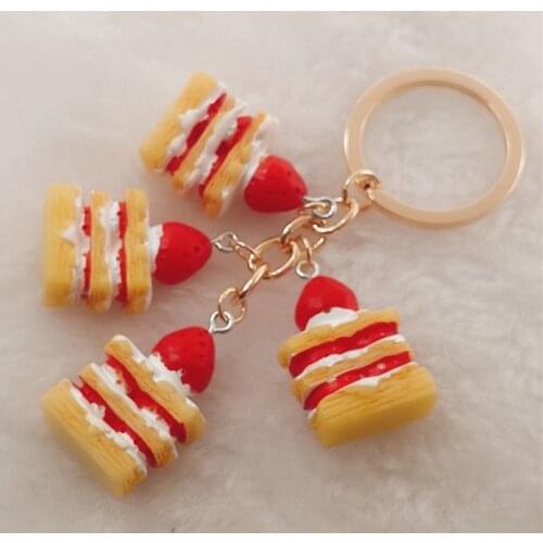 1PCS cute mini simulation cake keychain resin cake keychain gift pendant accessory key ring jewelry
