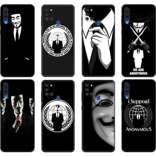 Black tpu Case For Samsung Galaxy A50 50S A30S A10 A01 A11 A21S A31 A41 A51 A71 M21 M30S S10 LITE Cover Anonymous