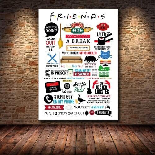 Friends TV Show Poster Quotes Canvas Art Painting Print Central Perk Poster Wall Art Pictures Dormitory Bedroom Decor No Frame