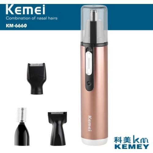 Kemei 4 in 1 Electric Nose Hair Trimmer Shaver Blade Sideburns Razor Eyebrows Trimmer Ear Hair Clipper Cutter Personal Care Kit