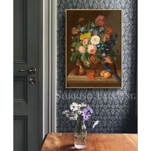 Europe Classical Retro Flowers Wall Art Canvas Oil Painting Posters Prints Hallway Pictures For Living Room Home Dining Decor