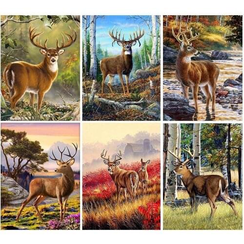 GATYZTORY Elk DIY Painting By Numbers Modern Wall Art Picture Acrylic Animal Coloring City Paint On Canvas For Home Decors Artwo