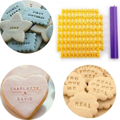 Cookie Cutter Decorating Tools Alphabet Letter Press Stamp Embossing Stencils Sugar Paste Fondant Mould Biscuits Baking Molds