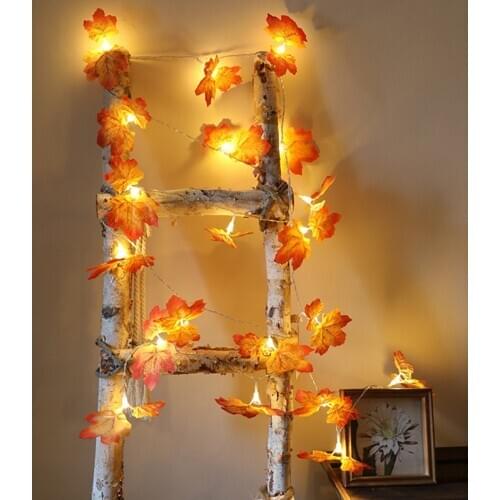 Artificial Flowers 10M 6M 3M Maple Leaves String Light Artificial Plants Wreath Fall Decorations for Home Fake Leaf Autumn Decor